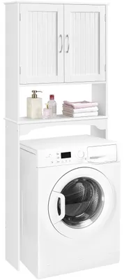 Image de Armoire haute de salle de bain - Au-dessus des toilettes ou du lave-linge - MDF - Étagère réglable - 180 cm