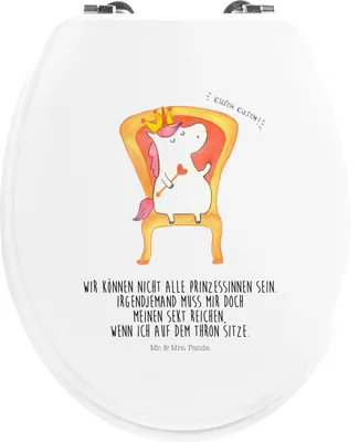 Produktbild von Mr. & Mrs. Panda Toilettendeckel Einhorn König - Weiß - Geschenk, Bundeskanzler, Präsident, Toiletten-Sitz, Klo-Deckel, Unicorn, Klodeckel, Krone, WC Brille, Deko, Sitz