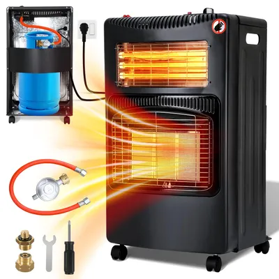 Produktbild von Ikodm 2-in-1 Gas- & Elektroheizung 4200W/1200W, Keramik & Quarz, 3 Gasstufen, ODS, 4 Rollen, inkl. 2 EU-Adaptern
