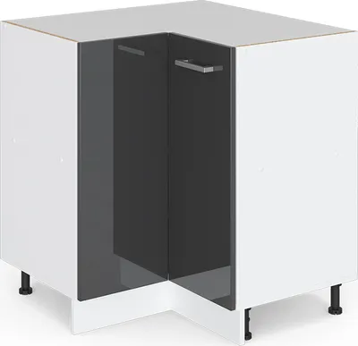Produktbild von Vicco Eckunterschrank R-Line, 75.6 cm ohne Arbeitsplatte, Anthrazit Hochglanz/Weiß