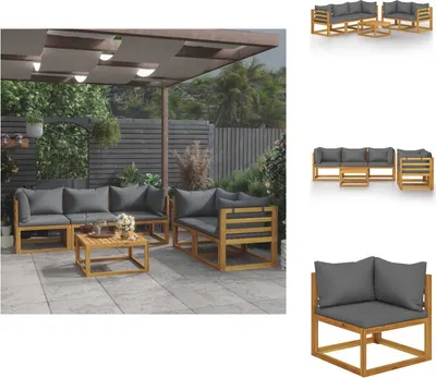 Immagine prodotto di vidaXL Set di 6 pezzi da giardino con cuscini in legno massiccio di acacia - Set di mobili da giardino