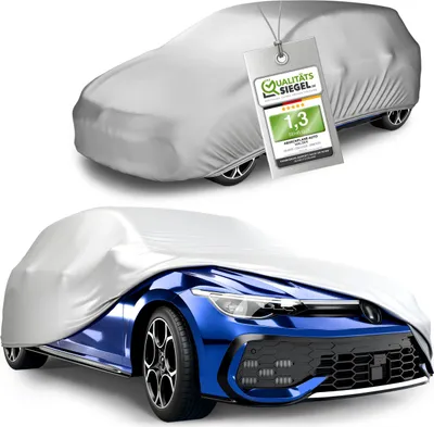 Immagine prodotto di WALSER copertura telone auto per tutte le condizioni atmosferiche, copertura impermeabile, tenda per garage auto 100% resistente alle intemperie estate/inverno, copertura per auto all'aperto, copertura protettiva impermeabile, telone per auto garage completo dimensioni 3 auto argento