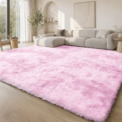 Obrázok produktu pre Moderný vysoký koberec 200 x 300 cm - Mäkký a prateľný ružový