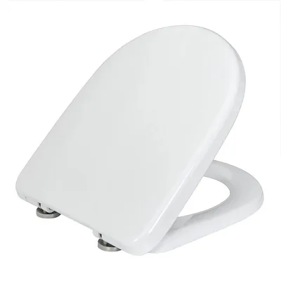 A white toilet seat is shown against a white background.