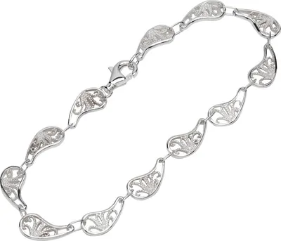 Produktbild von Armband 925 Sterling Silber 20cm Designer Kette Damen flache Armkette gemustert
