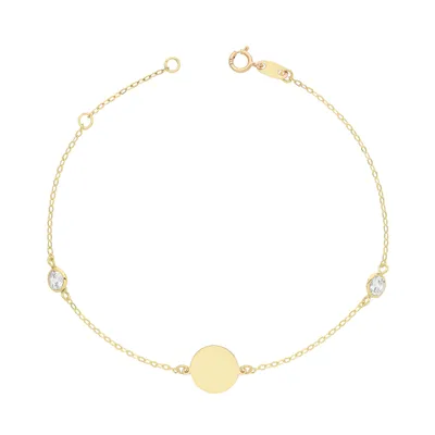 Produktbild von Wunderschönes 9 Karat (375) Gold Damen - Armband mit Zirkonia - 18cm; TRS35689