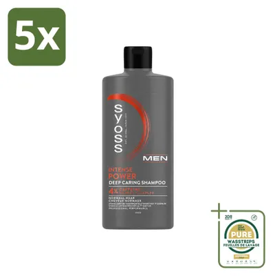 Image de 5 x Shampooing SYOSS Men Power - Soin fortifiant pour cheveux normaux - 440 ml - Pack économique - 5 pièces