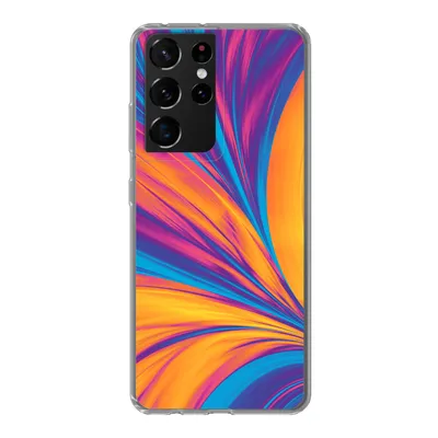 Produktbild von MuchoWow® Handyhülle Schutzhülle Hülle für Samsung Galaxy S21 Ultra Federn - Regenbogen - Neon - Abstrakt Silikon Softcase Handy Hülle - Mobiltelefon