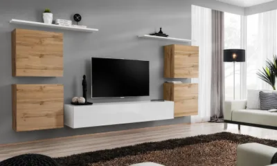Produktbild von Luxus Wohnzimmer rtv Wohnwand Wandschrank Regal tv Holz Wand Regale Neu