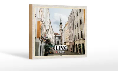 Produktbild von Holzschild Reise Linz Österreich Altstadt Kirche 18x12 cm Dekoration