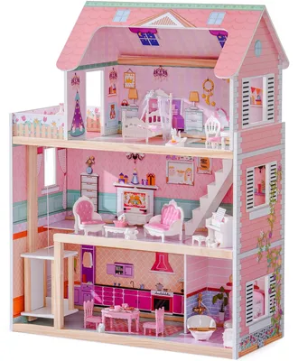Image de Maison de poupées en bois pour enfants, idéale comme jouet ou cadeau