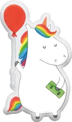 Produktbild von Mr. & Mrs. Panda Dekokissen Einhorn Luftballon 25 cm - Weiß - Geschenk, Stofftier, Unicorn, Plüschtier, Geld, Einhörner, Kuscheltier, Kissen, Tierkissen