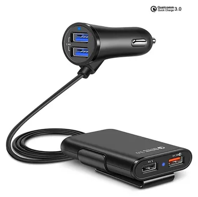 Productafbeelding van DrPhone PCC2 36W 8A 4-poorten Snellader USB QC 3.0 Autolader Voor en Achter –