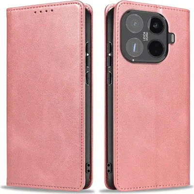 Produktbild von Handyhülle für Xiaomi 15T Pro Kunstleder Flip Cover Hülle Handytasche Case Kartenfach Farbe: Rosa