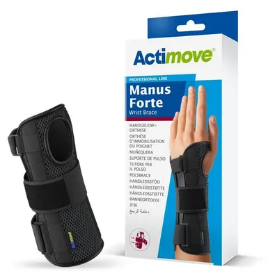 Produktbild von Actimove Manus Forte, Handgelenkstütze, S/M, 14-19 cm, schwarz, rechts | Packung (1 Orthese)
