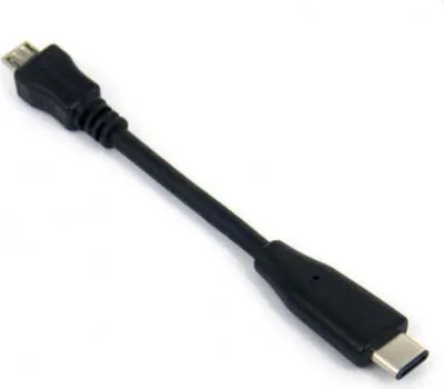 Produktbild von System-S USB Type C 3.1 zu Micro USB 2.0 Host Adapter OTG On the Go Host Kabel 10 cm in Schwarz
