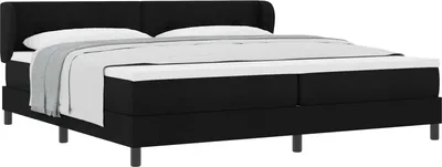 Image de vidaXL Lit boxspring avec matelas noir 200 x 200 cm Tissu