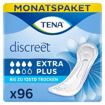 Immagine prodotto di Tena Discreet Extra Plus - 96 assorbenti in confezione mensile (6 x 16 pezzi)