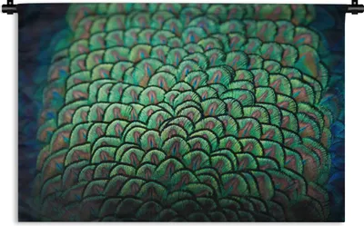 Produktbild von MuchoWow® Wandteppich Wandbehang Pfau - Federn - Muster 150x100 cm Tapisserie Dekoration Wandtuch - Waschbar - Tapisserien - Wand-Decke
