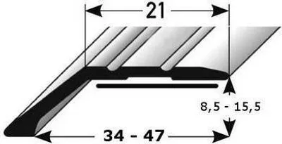 Produktbild von PROVISTON | Abschlussprofil | Aluminium eloxiert | Silber | Breite 34 mm | Höhe 8.5 mm | Länge 2700 mm | Gebohrt | Einfassprofil | Einschubprofil | Abschlussleiste | Bodenprofil | 1 Stück
