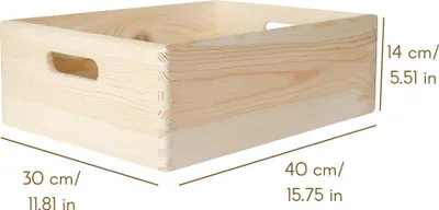 Produktbild von Creative Deco XL Große Holzkiste Obstkiste Korb - 40x30x13cm (+/-1cm) - mit Griffen