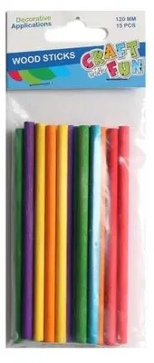 Immagine prodotto di Bastoncini di legno colorati, 15 pezzi - Craft with Fun