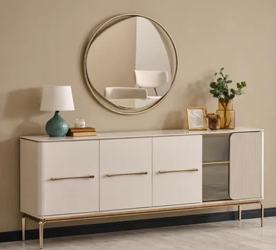 Zdjęcie produktu dla Nowoczesna konsola o minimalistycznym wyglądzie i złotych akcentach