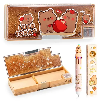 Imagen del producto de Estuche multifuncional - Espacio para material escolar - Color marrón