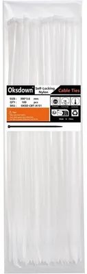 Produktbild von Kabelbinder 300mm x 3,6mm Weiß 100 Stück UV-Beständig 18kg Zugfestigkeit Nylon