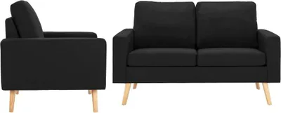 Produktbild von CLORIS 2-tlg. Sofagarnitur Stoff Schwarz - Ecksofas LL0000041767