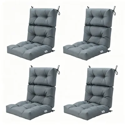 Produktbild von COSTWAY 4er Set Gartenstuhl Hochlehner Auflagen, Sitzkissen 56,5x51,5x64,5cm, Polster mit hoher Verstellbarer Rückenlehne & Bändern, Sitzpolster Grau