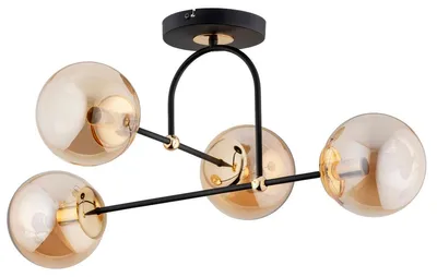 Obrázek produktu pro Stropní svítidlo ALERSY, černé a jantarové, 4xE14x10W, sklo, rozměry: 34x58x68 cm, IP20, Alfa