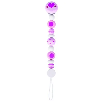 Produktbild von Schnullerkette Perlen gestreift und gepunktet, rosa