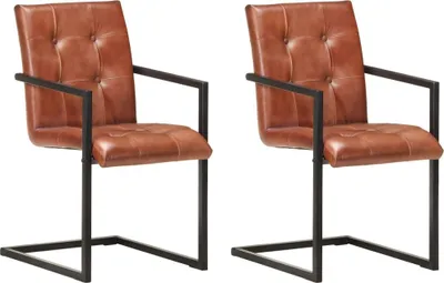 Produktbild von Freischwinger 2 Stk. Braun Echtleder
