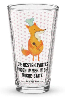 Produktbild von Mr. & Mrs. Panda Bierglas Fuchs Koch - Transparent - Geschenk, Geburtstag, Tumbler, Abendessen, Bäcker, Glas, Trinkglas, Wasserglas, Hungrig, Chefkoch, Cocktailglas