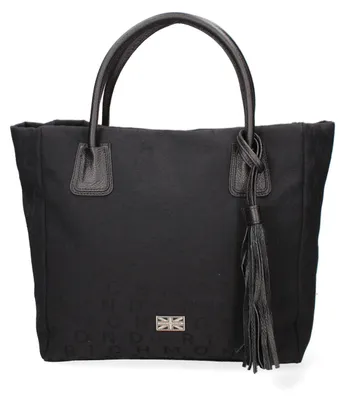 Image de Sac à main en cuir noir pour femmes, en cuir véritable, avec bandoulière amovible. Fabriqué en Italie