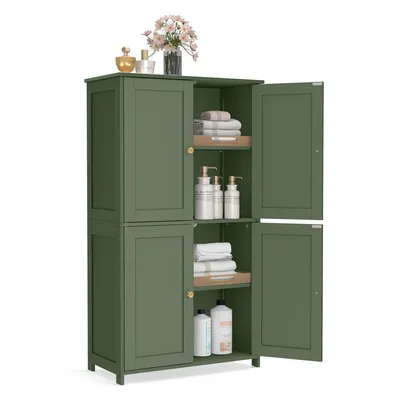 Produktbild von VASAGLE Badschrank mit 4 Türen, Badezimmerschrank mit höhenverstellbaren Einlegeböden, Shaker-Stil, grün
