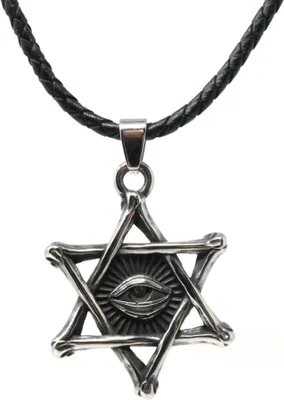 Produktbild von Lederkette Edelstahlkette 316L KNOCHEN PENTAGRAMM 60cm Leder 05-06