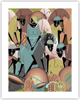 Produktbild von Poster - Poster ohne Rahmen - Afrikanisch Grafik Frauen - 40x50 cm - Wand Bild - Wanddeko - Wandbilder - Kunstposter - Wandposter - Bilder - Kunstdruck - Wanddekoration - Wandbild - P2XPA40x50-4555