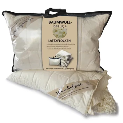 Produktbild von Latex Flocken Kopfkissen Kuschelzeit in 40x60 cm - Nackenstützkissen mit individueller Höhenregulierung