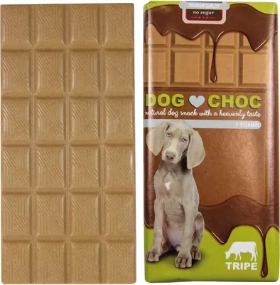 A product package for dog treats, with a separate image of the actual product.