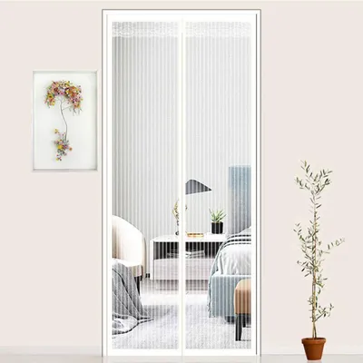 Productafbeelding van Witte hordeur met magneten 80 x 200 cm, vliegengordijn voor deuren