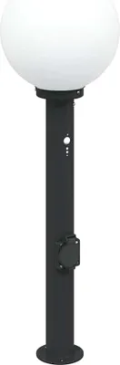 Produktbild von vidaXL Pollerleuchte mit Sensor und Steckdose 80 cm Schwarz IP44