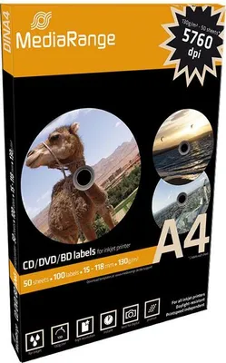Produktbild von MEDIARANGE Weiß - CD (15 x 118 mm) 100 Etikett(en) (50 Bogen x 2)