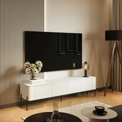 Image de Brembana - Meuble TV, 190x40x50h cm Blanc, une étagère