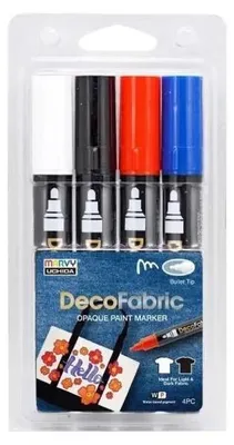 Image de Marqueurs pour la décoration textile Primary, 4 couleurs - Marvy