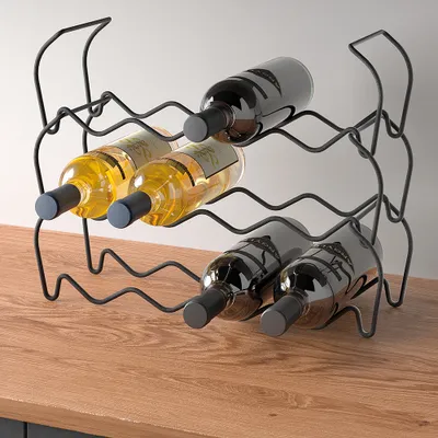 Produktbild von METALTEX 382912000 Wine-Bar Lava Flaschenregal 3-er Set 44x15x13/34 cm TouchTherm®, matt schwarz, stapelbar