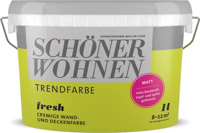 Produktbild von Schöner Wohnen Trendfarbe Wandfarbe Deckenfarbe Fresh grün matt 1 L