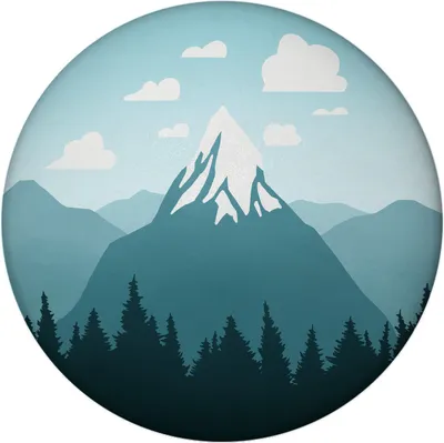 Produktbild von Berglandschaft Magnet rund mit Waldmotiv