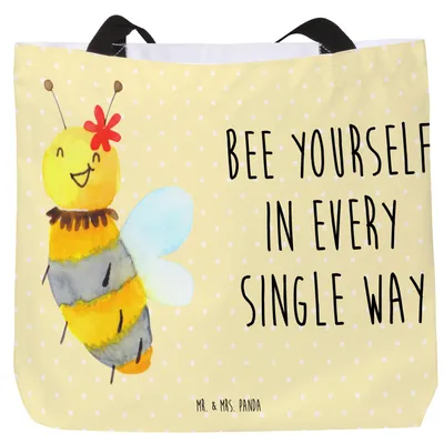 Produktbild von Mr. & Mrs. Panda Schultasche Biene Blume - Gelb Pastell - Geschenk, Laptoptasche, Strandtasche, Tasche, Beutel, Tote Bag